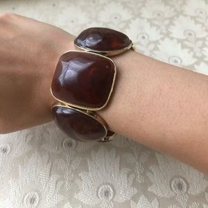 Brown and Gold Large Stone Bracelet
